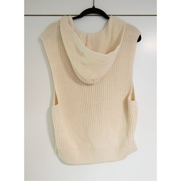 Anthropologie Pilcro Knit Sleeveless Hooded V Neck Sweater Cream Size Medium - Picture 6 of 6